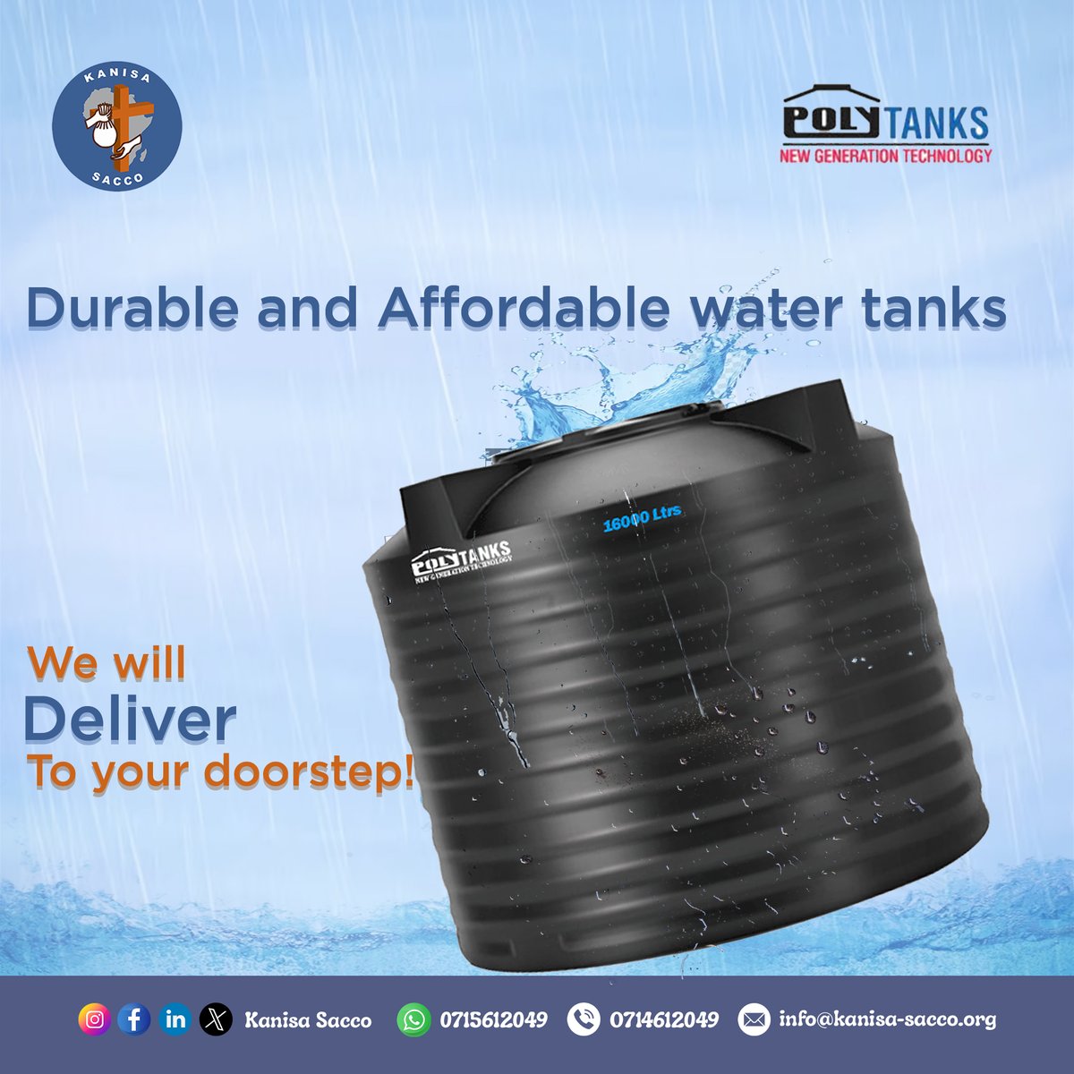 Are you planning to buy water tanks? Apply for Malimali loan, tell us your location and we will deliver to your doorstep! T&C Apply. For inquiries call 0714612049/0780612049 #water #growwithus #development #watertanks