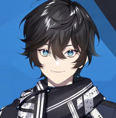 male focus 1boy jewelry blue eyes smile solo hood  illustration images