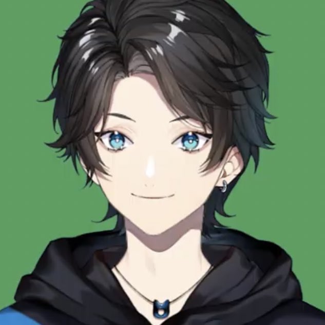 male focus 1boy jewelry blue eyes smile solo hood  illustration images