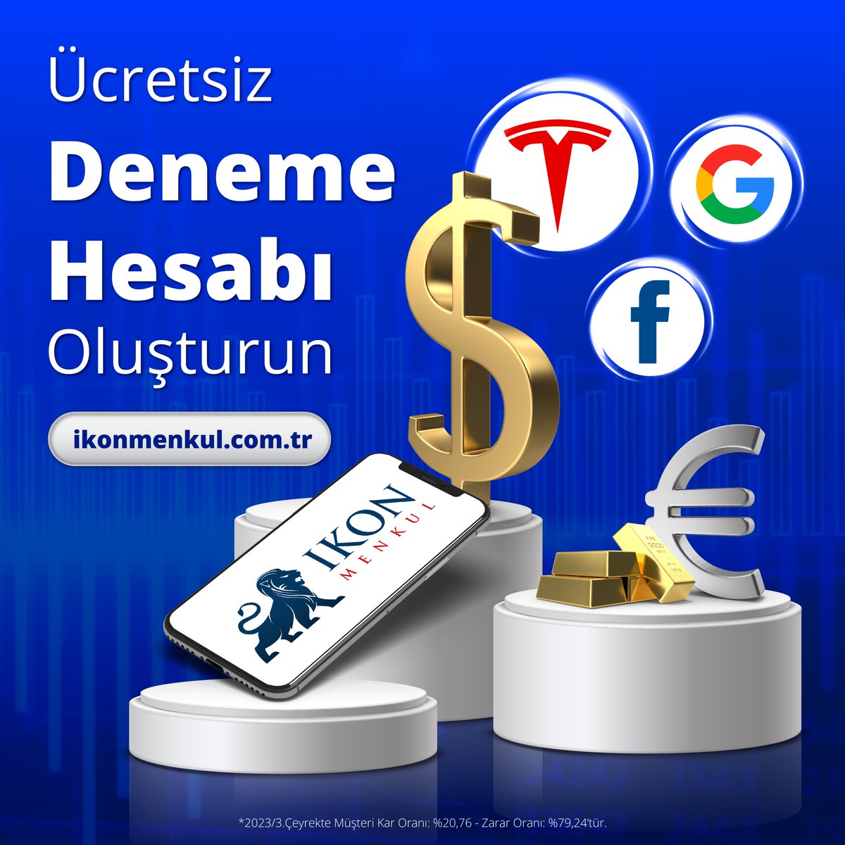 IKONMenkul's tweet image. IKON Menkul&apos;de ücretsiz deneme hesabınızı açarak kendi stratejilerinizi oluşturun.

*Yatırım tavsiyesi değildir.
*2023/3.Çeyrekte Müşteri Kar Oranı: %20,76 - Zarar Oranı: %79,24’tür.
#ikonmenkul #demohesap #foreks #emtia #hissesenedi