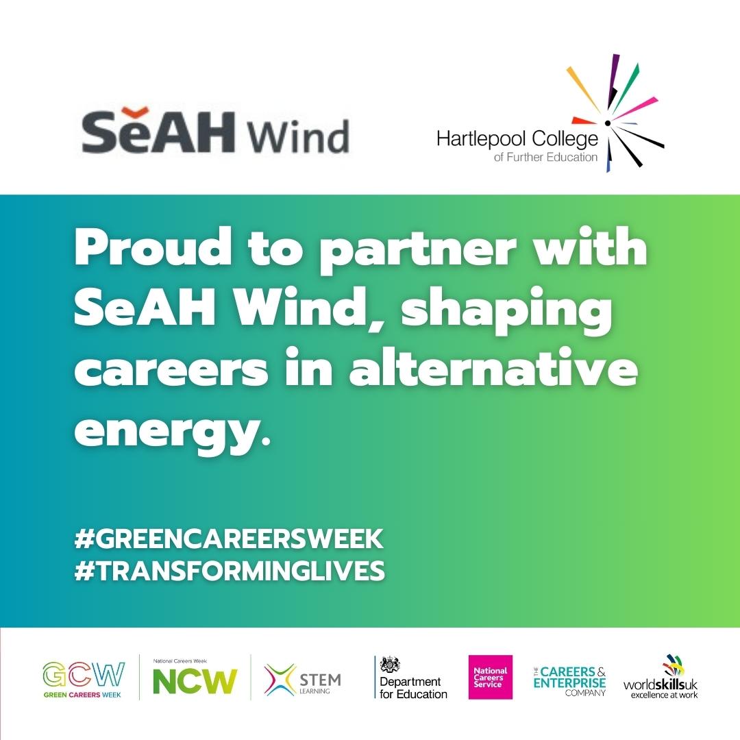 Hartlepool College (@hartlepoolfe) on Twitter photo We are proud to play our part in empowering the next generation with #greenskills for a sustainable future and to partner with #SeAHWind, shaping careers in alternative energy. 
Read more >> bit.ly/hcfenews45
#GreenCareersWeek
#TransformingLives
#Sustainability We are proud to play our part in empowering the next generation with #greenskills for a sustainable future and to partner with #SeAHWind, shaping careers in alternative energy. 
Read more >> bit.ly/hcfenews45
#GreenCareersWeek
#TransformingLives
#Sustainability