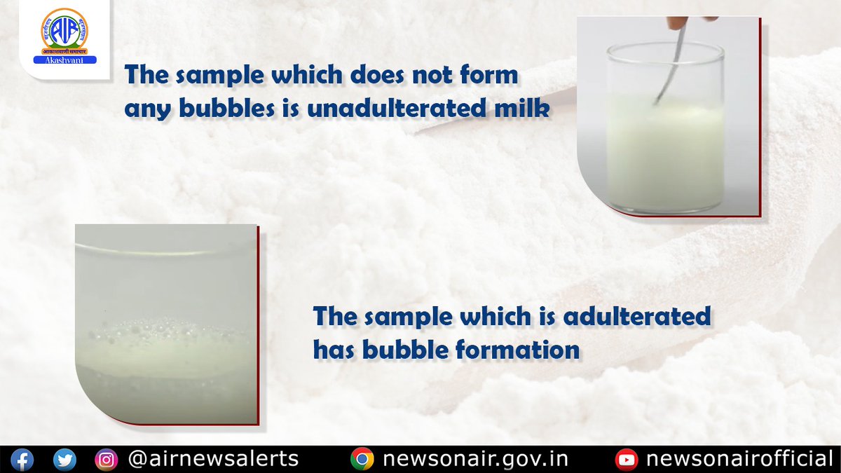 airnewsalerts's tweet photo. Detecting Detergent Adulteration in Milk ?

Let's do a simple Test...👇