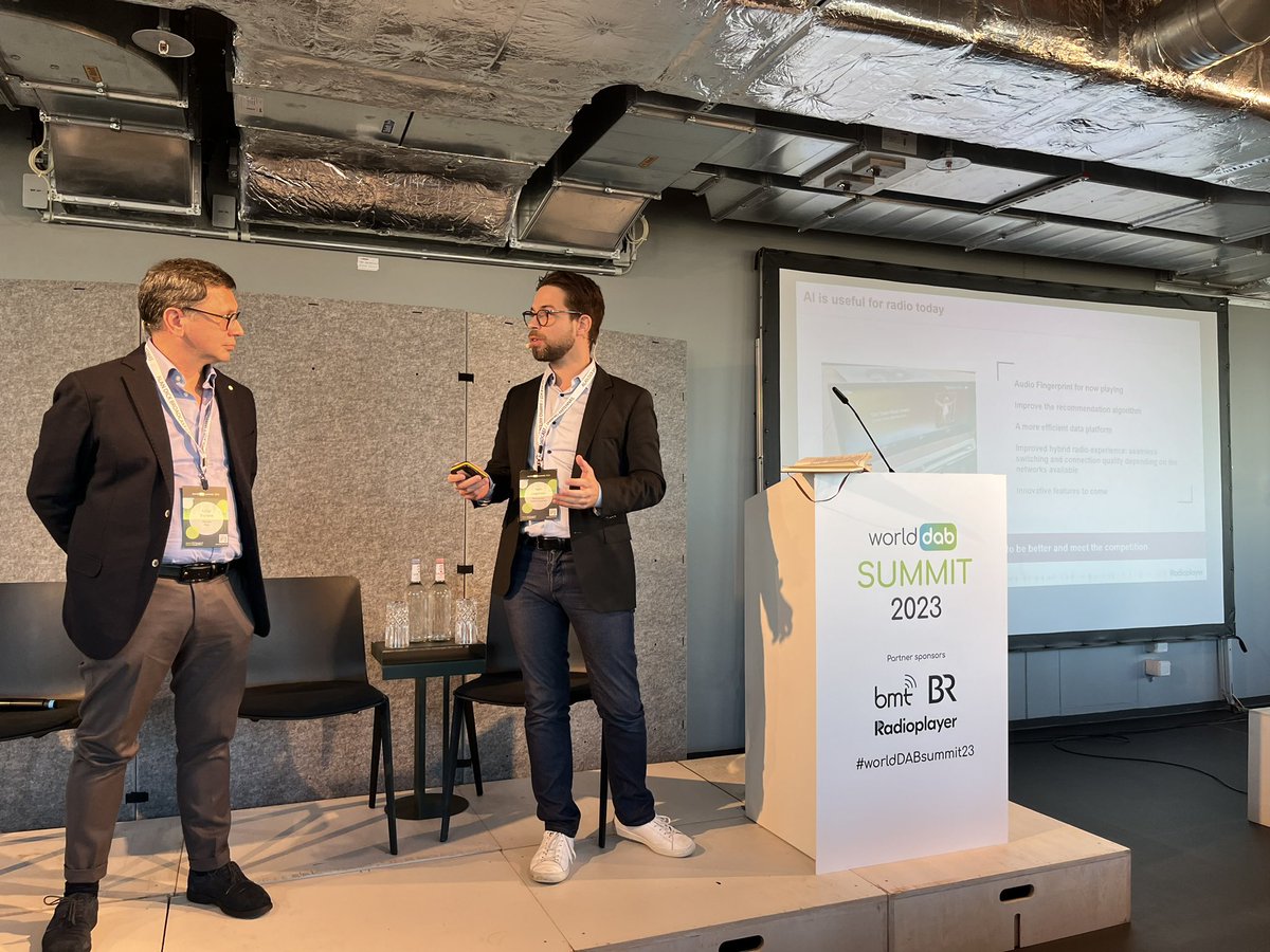 AI is useful for radio today, says <a href="/lgtroiano/">Luigi Troiano</a> of Kebula and <a href="/ylegarson/">Yann LEGARSON</a> <a href="/rpworldwide/">RadioplayerWorldwide</a> Audio Fingerprint for now playing, improve the recommendation algorithm; a more efficient data platform; improved hybrid radio experience. #worldDABsummit23