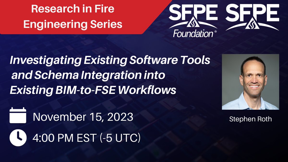 Our next webinar is in one week! Register today to hear about Stephen Roth's research into #BuildingInformationModeling and #FireEngineering. This webinar is FREE. Register to watch live or view the on-demand recording ow.ly/Txjs50Q45f4 #BIM #FireProtection #FireSafety