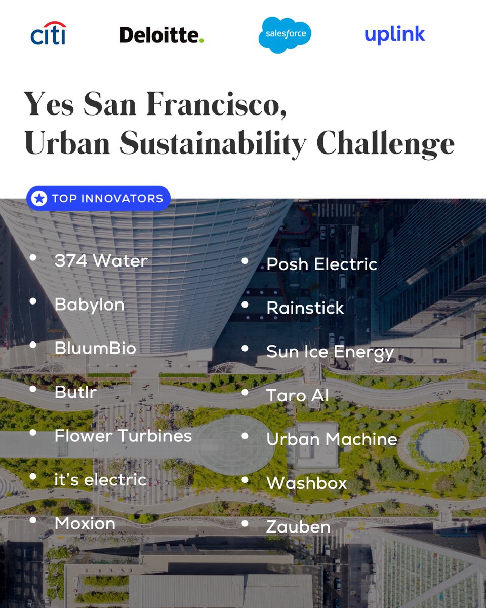 🙌 These winning innovators are making San Francisco more sustainable.

The Yes San Francisco, Urban Sustainability Challenge has selected 14 circular, nature-based solutions that are transforming urban development.

Learn more here: ow.ly/BKCV50Q5r2c