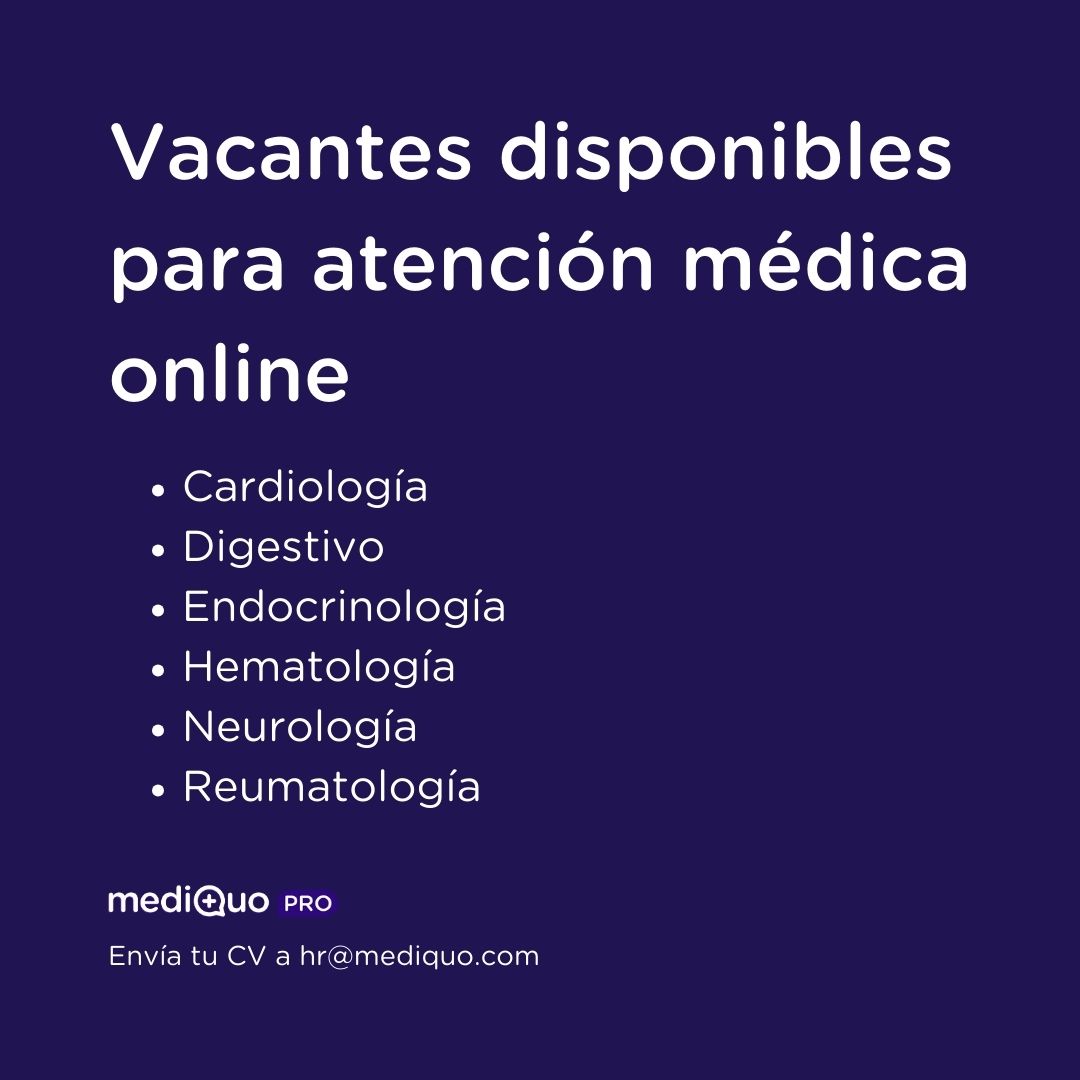 MediQuo (@mediquoapp) on Twitter photo 🔥 ¡NUEVAS VACANTES! 🔥
▶ Requisito: Titulo homologado y colegiado en España.
Si estás interesado en formar parte de nuestro equipo envíanos tu CV a hr@mediquo.com
#mediquo #hr #vacantes #medicina #trabajoremoto 🔥 ¡NUEVAS VACANTES! 🔥
▶ Requisito: Titulo homologado y colegiado en España.
Si estás interesado en formar parte de nuestro equipo envíanos tu CV a hr@mediquo.com
#mediquo #hr #vacantes #medicina #trabajoremoto
