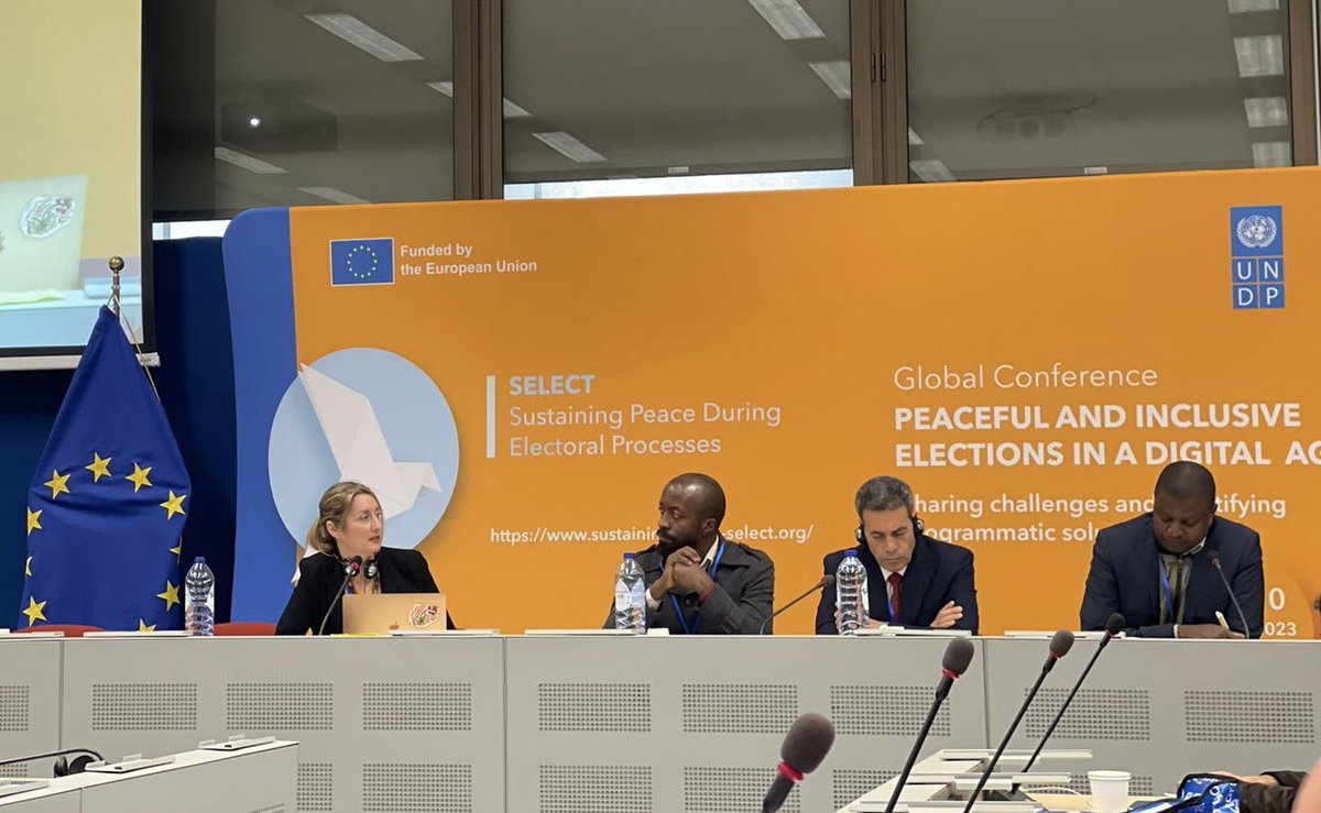 UNDPGPCG's tweet photo. On the first day, @UNDPOGC’s top expert on information integrity, Niamh Hanafin, led a session shedding light on the profound threats posed by #informationpollution to electoral events. The session drew on experiences of electoral stakeholders in Zambia, Libya &amp; DR Congo. https://t.co/E9l3sI7z7E