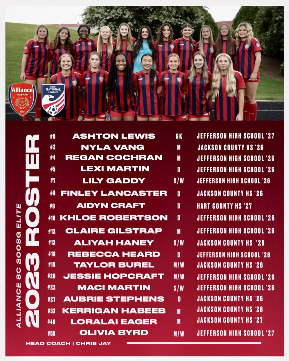 Alliance SC 08G Elite E64 (GA) (@alliancesc_08g) on Twitter photo HEADING TO TAMPA THIS WEEKEND ✈️
Coaches we’d love for you to come and watch our games!
<a href="/ImCollegeSoccer/">College Soccer Truth ™</a> <a href="/ImYouthSoccer/">ECNL/GA/Recruiting/College Soccer</a> @SoccerMomInt <a href="/PrepSoccer/">Prep Soccer ⚽️</a> <a href="/TheSoccerWire/">SoccerWire</a> <a href="/ps_nation_/">Prep Sports Nation</a> <a href="/TopDrawerSoccer/">TopDrawerSoccer</a> <a href="/SoccerDownHere/">Soccer Down Here</a> <a href="/onlyGplatform/">The OG Platform</a> <a href="/NEGARecruits/">Northeast Georgia Recruits</a> <a href="/MercerWSoccer/">Mercer Women's Soccer</a> <a href="/EmmanuelWSoccer/">Emmanuel WSoccer</a> HEADING TO TAMPA THIS WEEKEND ✈️
Coaches we’d love for you to come and watch our games!
<a href="/ImCollegeSoccer/">College Soccer Truth ™</a> <a href="/ImYouthSoccer/">ECNL/GA/Recruiting/College Soccer</a> @SoccerMomInt <a href="/PrepSoccer/">Prep Soccer ⚽️</a> <a href="/TheSoccerWire/">SoccerWire</a> <a href="/ps_nation_/">Prep Sports Nation</a> <a href="/TopDrawerSoccer/">TopDrawerSoccer</a> <a href="/SoccerDownHere/">Soccer Down Here</a> <a href="/onlyGplatform/">The OG Platform</a> <a href="/NEGARecruits/">Northeast Georgia Recruits</a> <a href="/MercerWSoccer/">Mercer Women's Soccer</a> <a href="/EmmanuelWSoccer/">Emmanuel WSoccer</a>