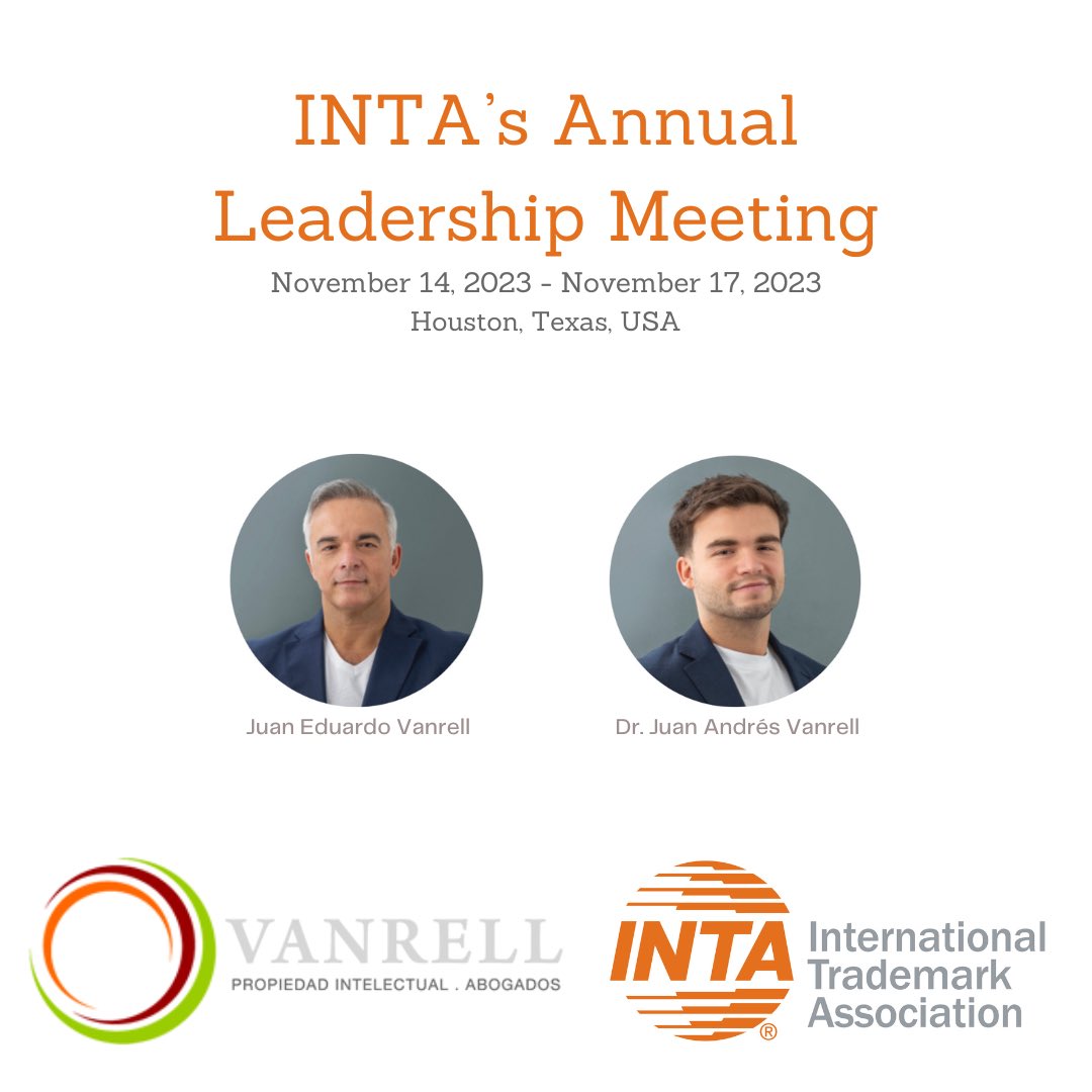 vanrellip's tweet image. Vanrell IP will be attending this year’s @INTA Leadership Meeting. See you in Houston!
#LM23houston 

Vanrell IP estará presente en la reunion anual de Leadership de INTA. Nos vemos en Houston! 

#INTA #ip #intellectualproperty #firms #law #rights #houston #us #lm23houston