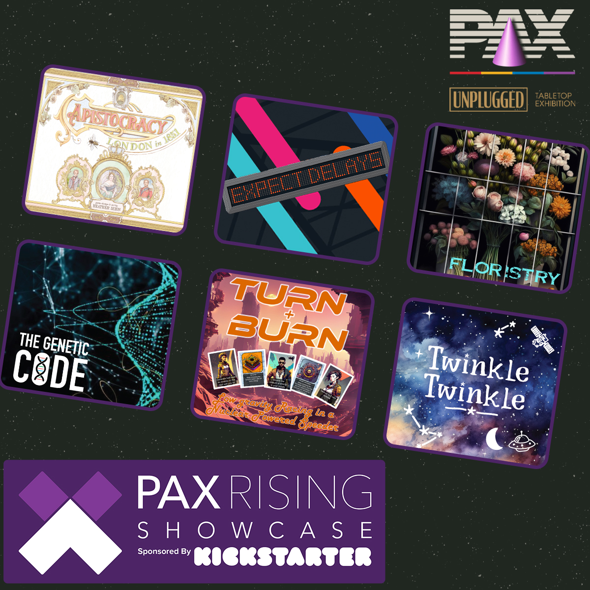Introducing the winners of #PAXUnplugged 2023's PAX Rising Showcase! This intensely curated collection, sponsored by <a href="/Kickstarter/">Kickstarter</a>, brings exciting new games to play at PAX; all by up-and-coming indie devs! See them all and learn more at PAXUnplugged23.com/Rising.