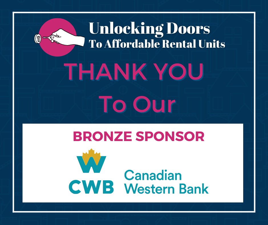 Thank you, Canadian Western Bank, for your Bronze Sponsorship at our Unlocking Doors to Affordable Rental Units Fundraising Lunch.  

#StAlbertHousingSociety #AffordableHousing