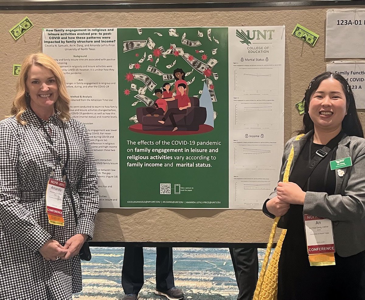 An H. Dang 🦆 (@ahdang_it) on Twitter photo It's our honor to represent <a href="/UNTsocial/">University of North Texas</a> <a href="/UNT_COE/">UNT College of Education</a> <a href="/UNT_EPSY/">UNT Educational Psychology Department</a> to present our <a href="/ncfr/">NCFR</a> research poster about the effects of the COVID-19 pandemic on family engagement in leisure and religious activities. #UNT #NCFR23 #familyscience #family #COVID It's our honor to represent <a href="/UNTsocial/">University of North Texas</a> <a href="/UNT_COE/">UNT College of Education</a> <a href="/UNT_EPSY/">UNT Educational Psychology Department</a> to present our <a href="/ncfr/">NCFR</a> research poster about the effects of the COVID-19 pandemic on family engagement in leisure and religious activities. #UNT #NCFR23 #familyscience #family #COVID