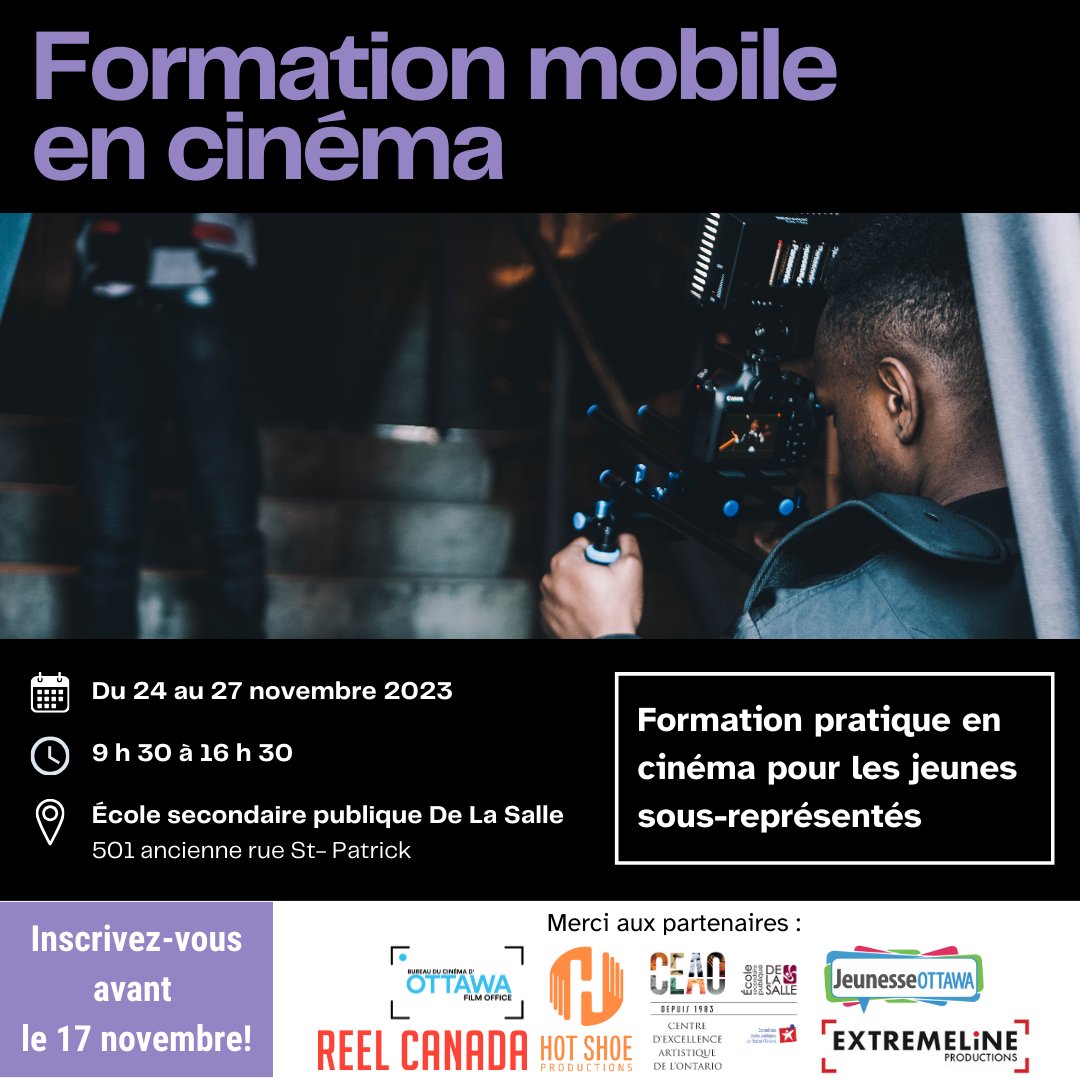 🎬 Nous avons une communauté de production francophone dynamique à #Ottawa et vous pouvez en faire partie ! Inscrivez-vous à cette formation pour obtenir un aperçu des différents départements d'un plateau de tournage ➡️ buff.ly/4674NVi #OttFilm