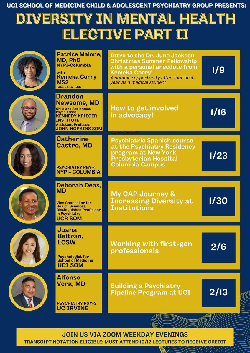 perserveringP's tweet image. We’re back!!! Diversity in Mental Health series now officially part of the UCI medical education curriculum! 
Register Below! Our first talk is tonight at 5:30PM PST 

#latinxinpsych #DiversityAndInclusion #diversityinpsychiatry 

ucihealth.zoom.us/meeting/regist…