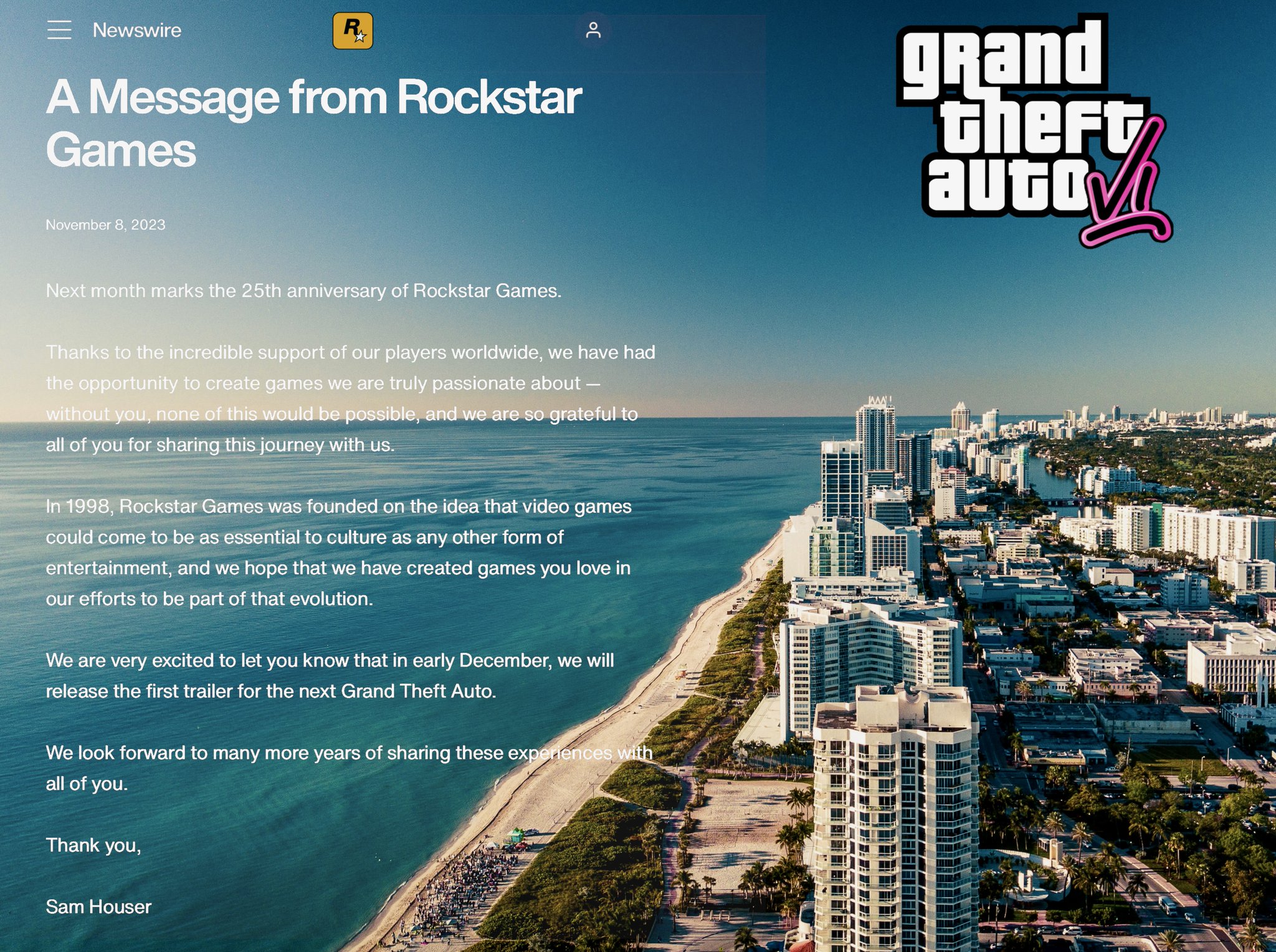 Rockstar Games' GTA 6 Announcement Tweet Surpasses 150 Million