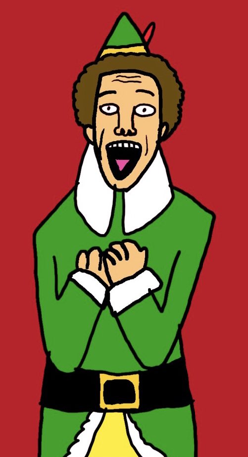 JTBAnimate's tweet photo. Happy 20th Anniversary to Elf! One of my favorite Christmas movies! #elf #elfmovie #20thanniversary #holiday #holidayart #buddy #buddytheelf #cottonheadedninnymuggins #nyc #candy #candycane #candycorn #syrup #angryelf #gimbels #christmas #ArtistOnTwitter #drawing #art https://t.co/byKyQFdyUO