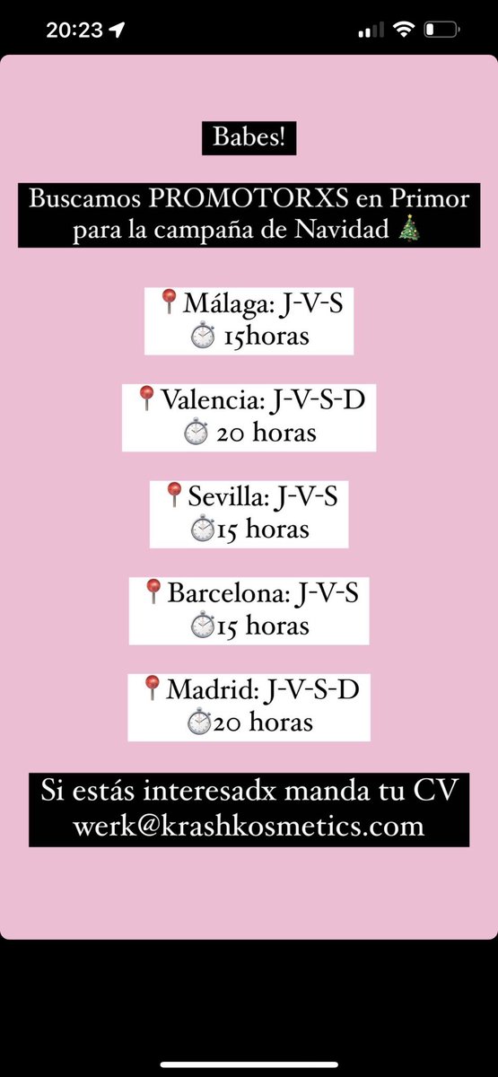 Buscamos promotores en <a href="/krashkosmetics/">Krash Kosmetics</a> 🚨💗