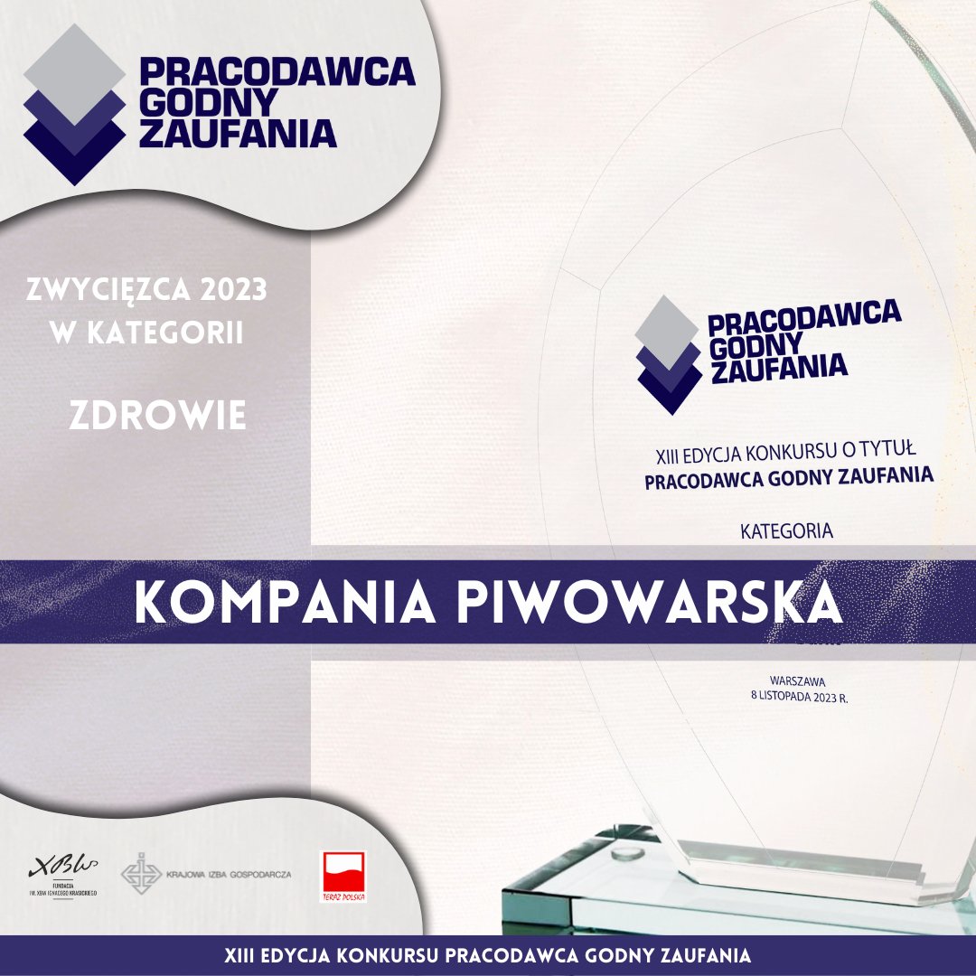 Pracodawca Godny Zaufania (@pracodawcagz) on Twitter photo Zwycięzcą Konkursu Pracodawca Godny Zaufania w kategorii ZDROWIE jest:
Kompania Piwowarska
Nagrodę w imieniu Kompanii Piwowarskiej z rąk <a href="/SebStodolak/">Sebastian Stodolak</a> , Wiceprezesa <a href="/FundacjaWEI/">Warsaw Enterprise Institute</a> odebrała Agnieszka Żmuda-Kleśta - Talent Management Director. Zwycięzcą Konkursu Pracodawca Godny Zaufania w kategorii ZDROWIE jest:
Kompania Piwowarska
Nagrodę w imieniu Kompanii Piwowarskiej z rąk <a href="/SebStodolak/">Sebastian Stodolak</a> , Wiceprezesa <a href="/FundacjaWEI/">Warsaw Enterprise Institute</a> odebrała Agnieszka Żmuda-Kleśta - Talent Management Director.