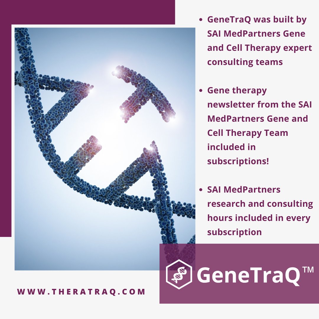 SAIMedPartners's tweet image. GeneTraQ provides deep search, sort, and filter functions to drill down to the data you need to understand key technological, regulatory, clinical, and commercial trends. Schedule a demo of this unique database at theratraq.com/genetraq
#GeneTherapy #RareDisease #StrategySupport
