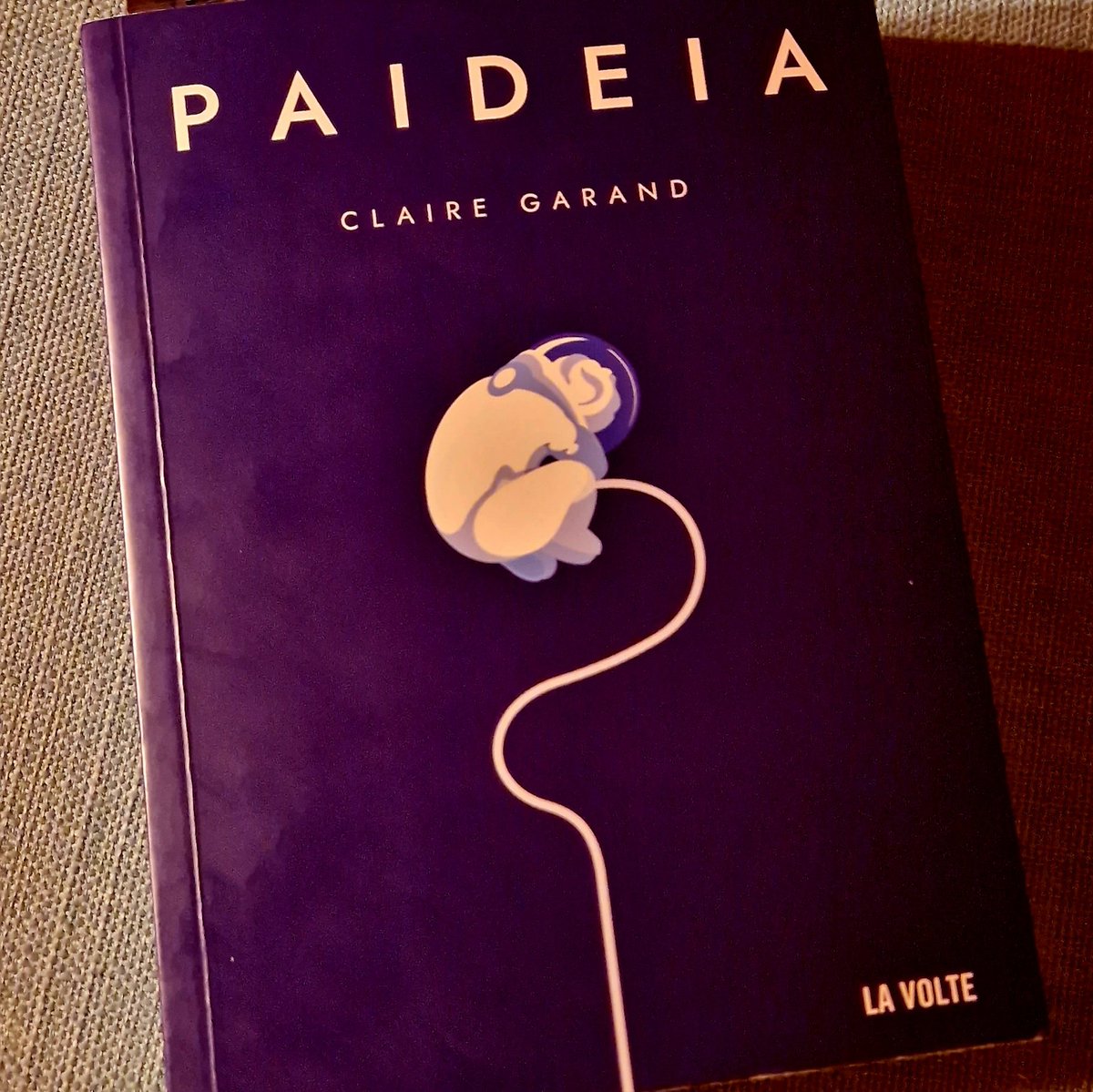 En ce moment je lis Paideia, dont j'ai vu l'autrice, Claire Garand, en conférence aux #utopiales2023. Elle m'a appris le mot "aporie" d'ailleurs, merci à elle (<a href="/TiggerLillyDG/">Tigger Lilly 🐯</a> with me !)
Paidiea, publié chez La Volte, à reçu le Prix Julia Verlanger 🦄