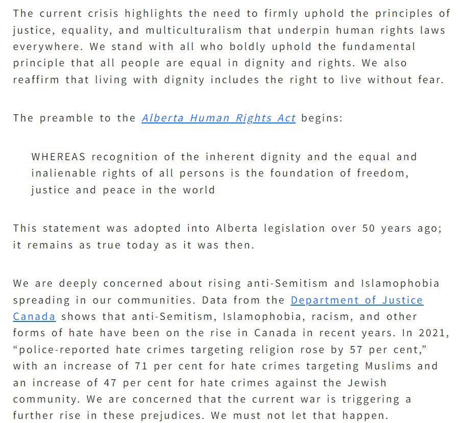 LabiqaNazar's tweet photo. Statement from the Chief of Alberta Human Rights Commission. 

Standing against rising anti-Semitism and Islamophobia in Alberta 
#ableg #albertahumanrights https://t.co/z43BbzAaVU