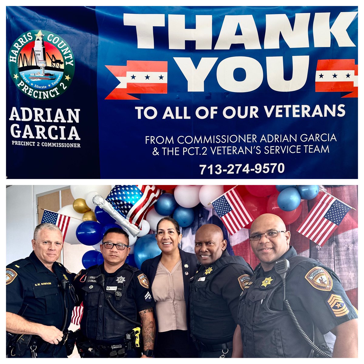 HCSO_MLO's tweet photo. Today, @HCSOTexas Wonderful opportunity to attend a veterans appreciation event hosted by @HarrisCoPct2. Thank You #CommissionerAdrianGarcia.
#WeSupportOurVeterans #HCSOProud https://t.co/o1xo7daTQm