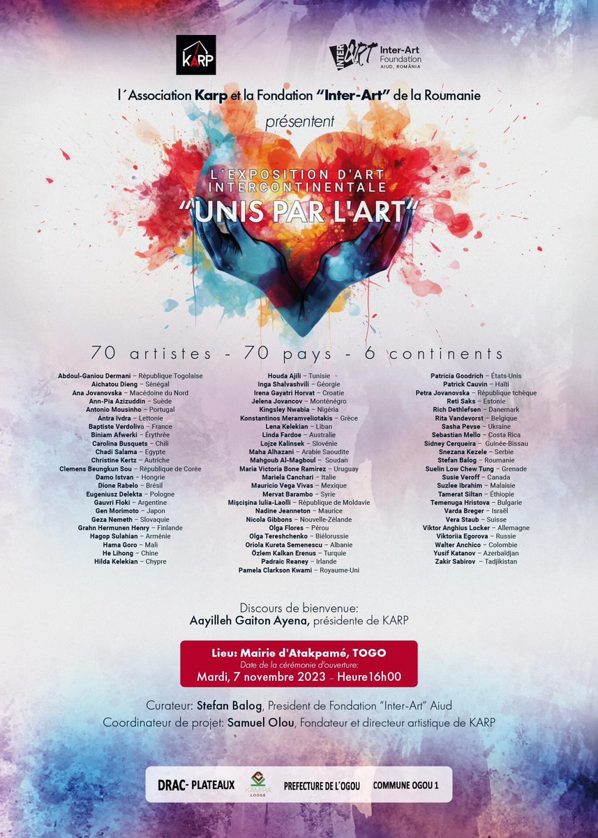 My work "Daedalus' Labyrinth" is included in the intercontinental art exhibition UNIS PAR L'ART, opened by Inter-Art Foundation and KARP Association on November 7th, at Atakpamé City Hall in Togo.
Endless thanks to:
Curator Stefan Balog &amp; Project Coordinator Samuel Olou