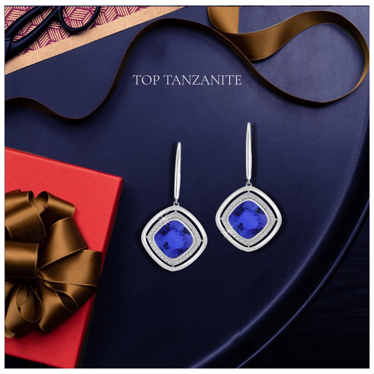 The lustrous cushion-shaped violetish blue tanzanite is elegantly encircled by a halo of sparkling white diamonds. Add a hint of genuine glow to your appeal. #tanzanitejewelery #gemstonelover #minetomarket #NewYorkJewelry #jewelryUSA #jewelryonline #NewYorkCity  #USA