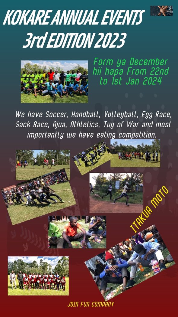 Fun time <a href="/KokareEvents/">Kokare Annual Sports Event</a> <a href="/AboloiFC/">Aboloi Football Club</a> <a href="/atekercarnival/">Atekercarnival</a> <a href="/MykeItubo/">Ateker WaPili</a> <a href="/ikaal_duncan/">Mr ikaal</a> <a href="/OkiyaOmtatah/">Okiya Omtatah Okoiti</a> <a href="/simonoswan/">Simon Oswan</a> <a href="/ms_oradu/">Aja🇰🇪</a> <a href="/kalu_lepariyo/">Kalu Lepariyo</a> <a href="/Naomikibandi/">Naomi Waithira</a> <a href="/DrNamaiko/">Tunji Namaiko</a>