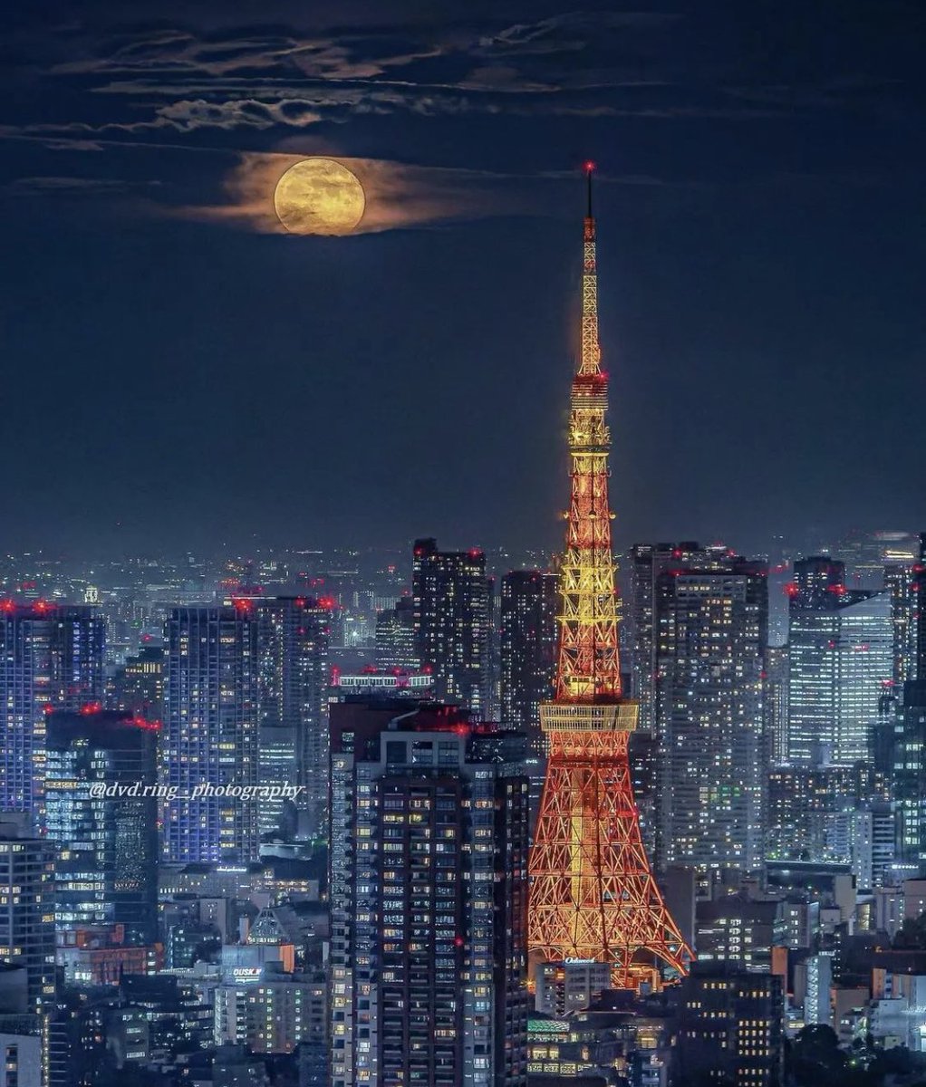 M1ONLOVER's tweet photo. Full Moon over Tokyo. https://t.co/sfDToP9nae