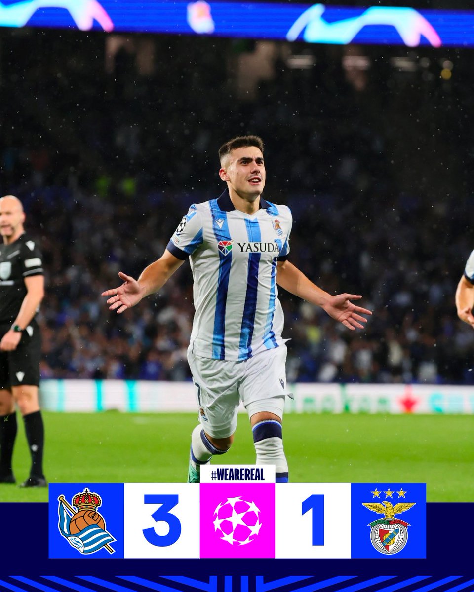 RealSociedad's tweet photo. 🔚 ¡¡FINAAAAAAAAAAAAAAAL!! Otra victoria más en Europa. Por vosotros. AUPA REAL!!! 💙💙💙

#UCL | #WeareReal https://t.co/1UTq0nZVsU