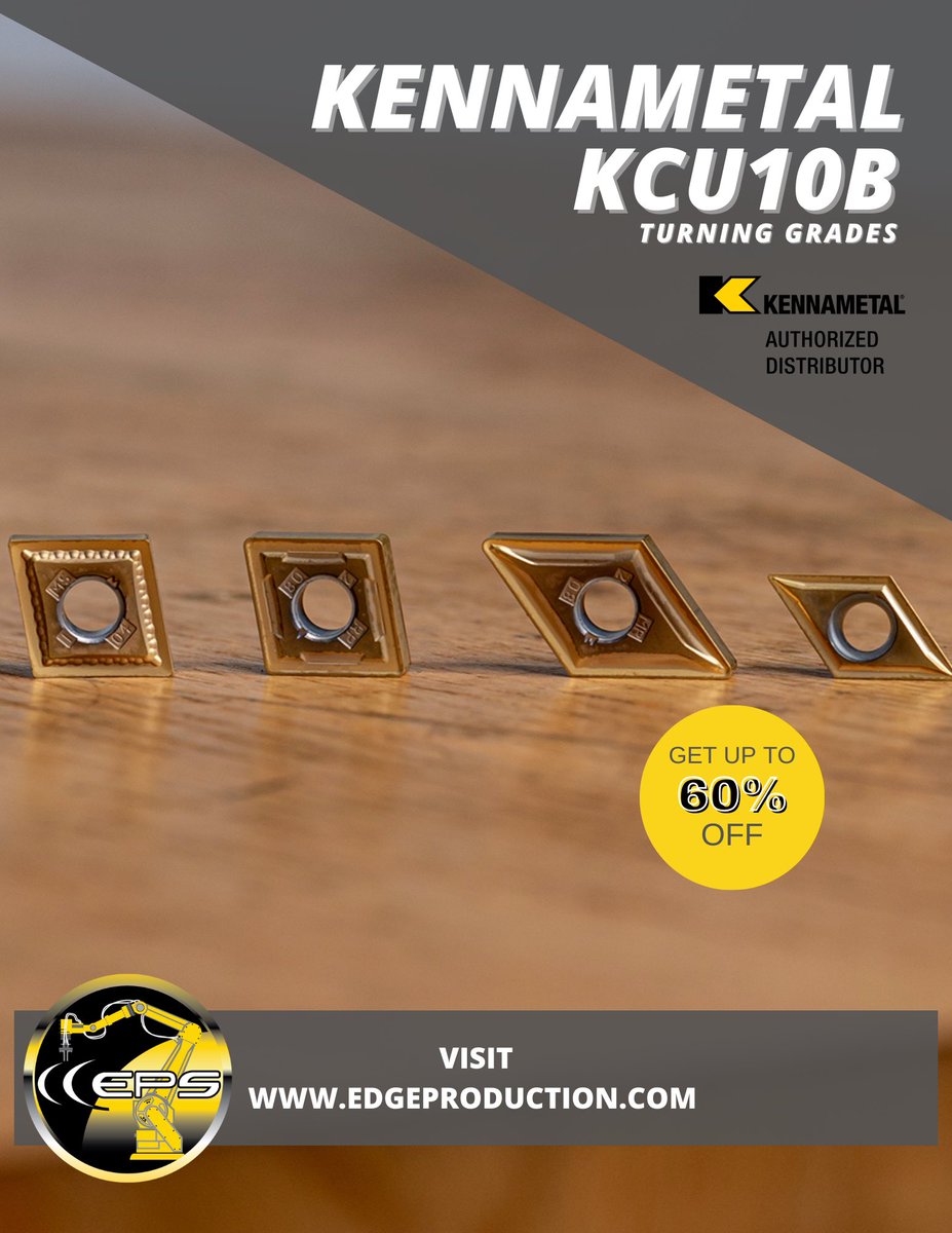 edgesupplies's tweet photo. Get up to 60% off KCU10B Turning Grades from @kennametal with KenGold PVD technology, making machining from one material to another easy! Contact us today
#EdgeProductionSupplies #TotalMachiningSolutions #Kennametal #CNCmachine #machinetools #WesternCanada #OilandGas https://t.co/VCtA3HwYHS