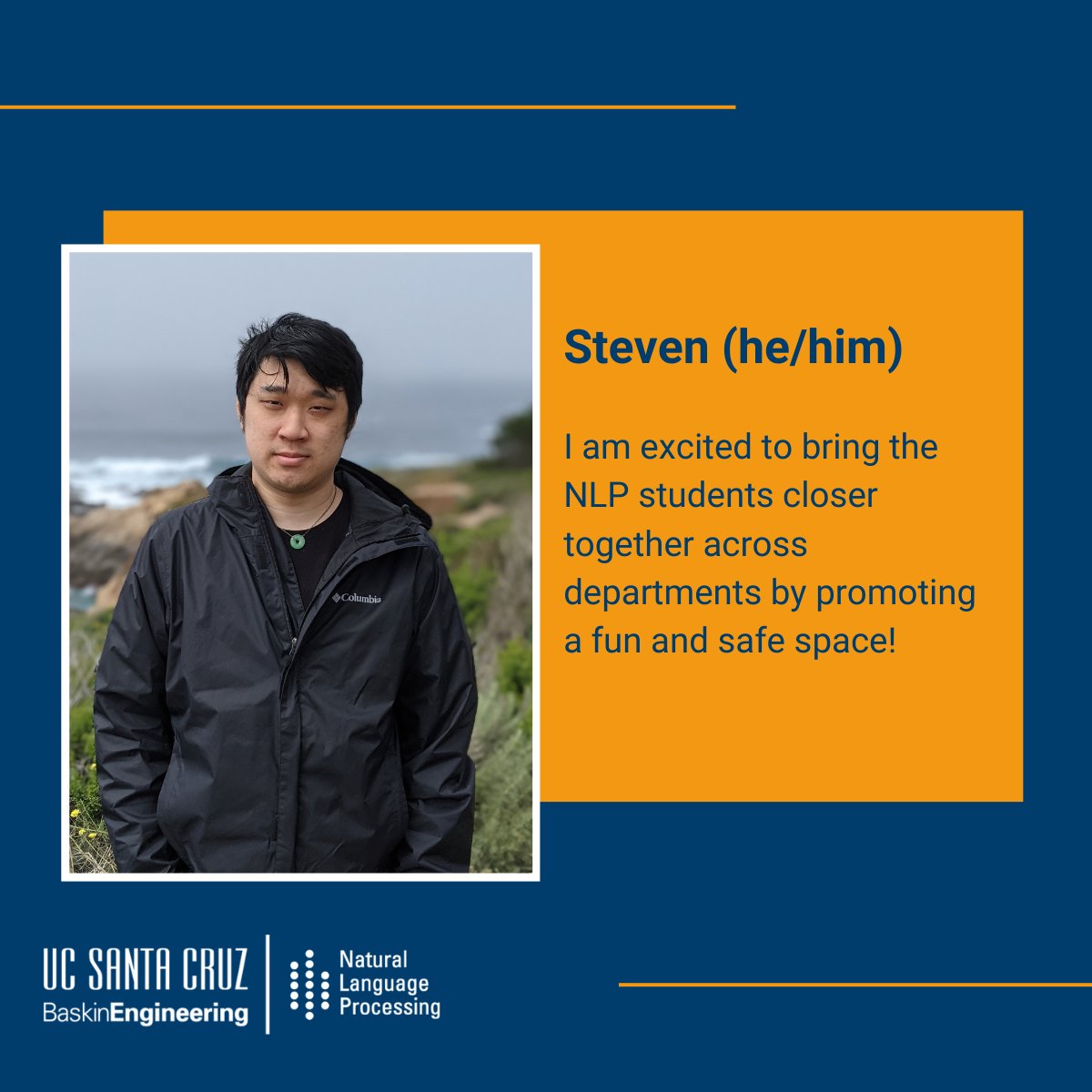 UCSC_NLP_MS's tweet image. We are thrilled to introduce our NLP Community Managers: Sreekar, Devasha, and Steven! We are beyond excited for the year ahead 🥳

#ucsantacruz #baskinengineering #NLProc