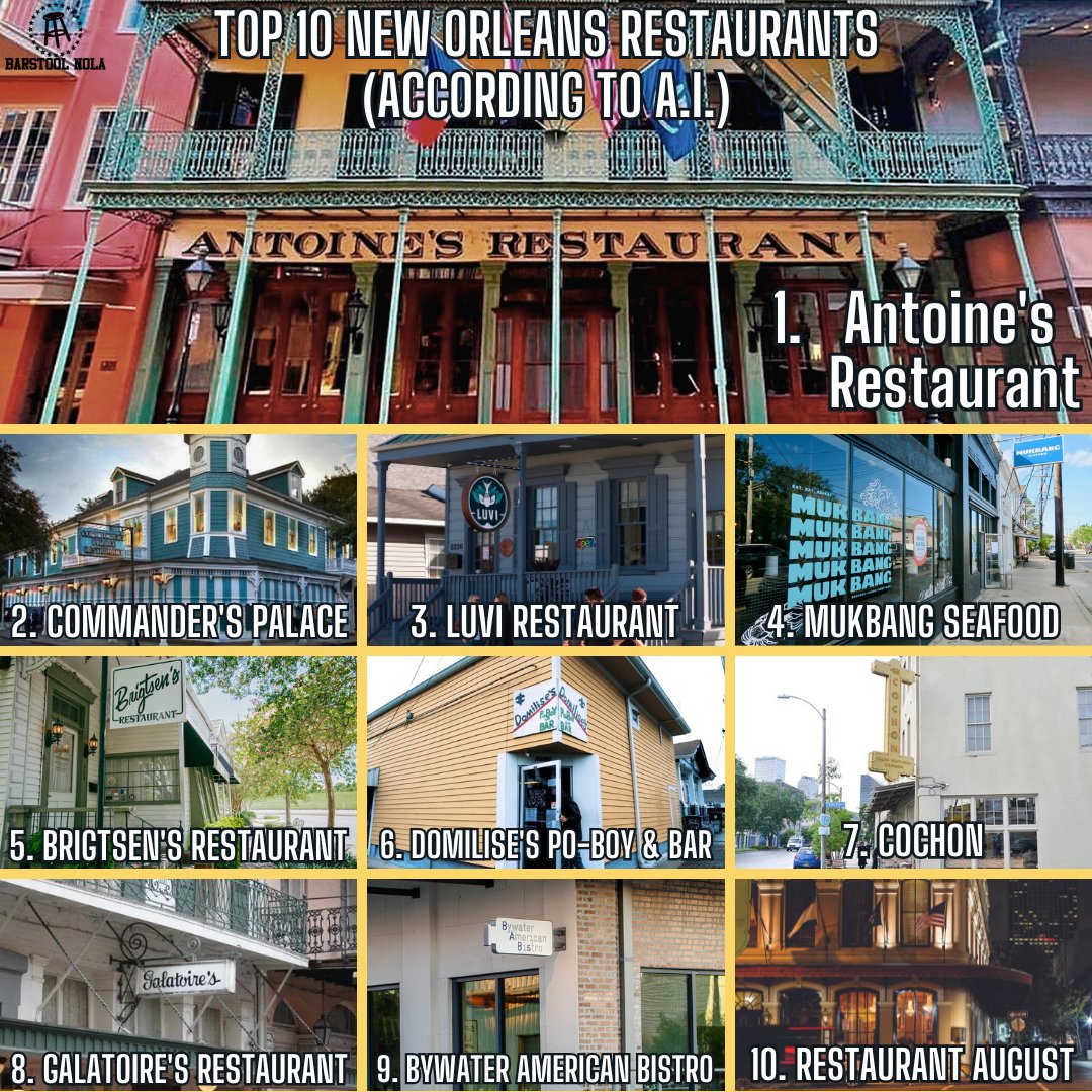 BarstoolNOLA's tweet photo. Thoughts on this Top-10 Restaurants list? 
(Don't blame us, we didn't make the list.) https://t.co/9LxcPSa14O