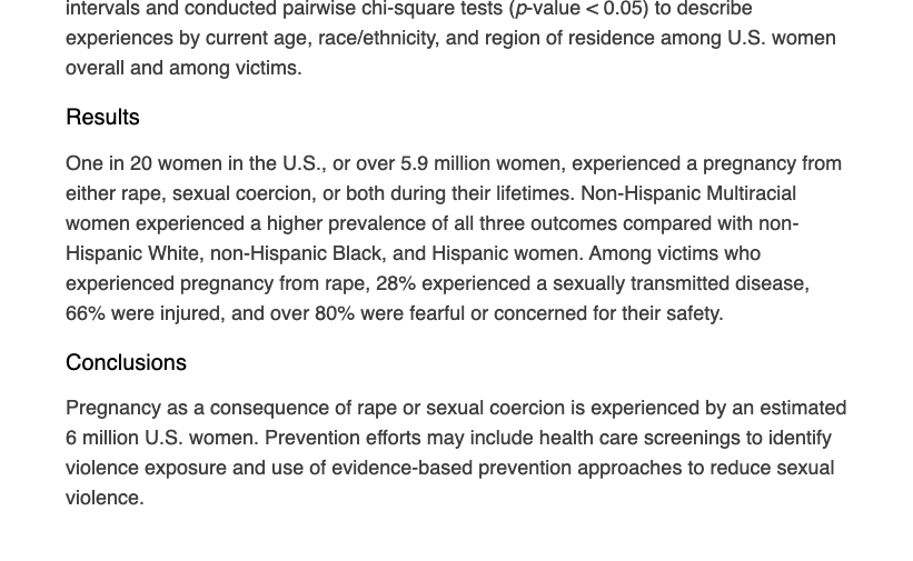 Alexander_Tin's tweet photo. New from a @CDCgov analysis of survey data through 2017, now out in @AmJPrevMed 

"One in 20 women in the U.S., or over 5.9 million women, experienced a pregnancy from either rape, sexual coercion, or both during their lifetimes"

https://t.co/AqqYQ0Tqni https://t.co/svudiTPjfQ https://t.co/hQf45rOsdu