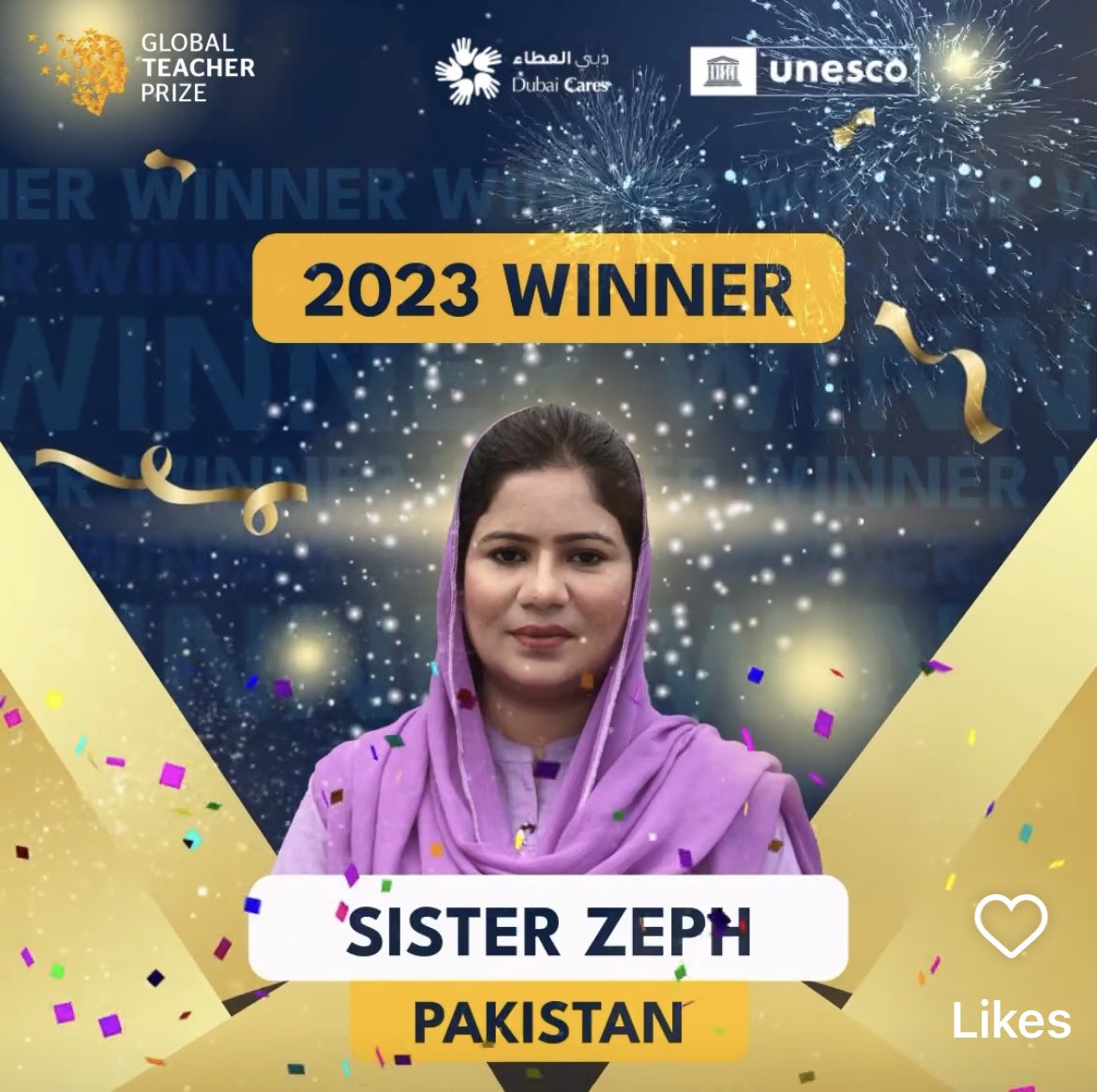 Congratulations to @SisterZeph as the @TeacherPrize 2023 winner shared from @UNESCO in Paris. So proud of your accomplishment!