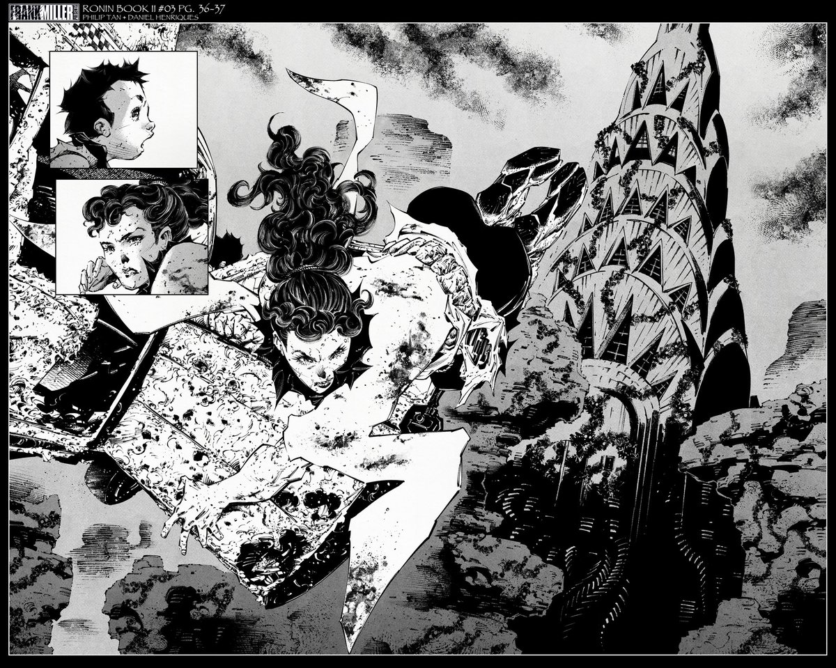 “First it gobbled up the cockroaches and rats —
— then the wretched homeless, it ate —
— and now Aquarius feasts —
— on planet Earth herself. “ 
- RONIN BOOK II #3

<a href="/FrankMillerInk/">Frank Miller</a> + @PhilipTanArt + <a href="/DHenriquesInks/">Daniel Henriques</a> 🥷🥷🥷

—— —— ——
#frankmiller #frankmillerpresents #ronin2