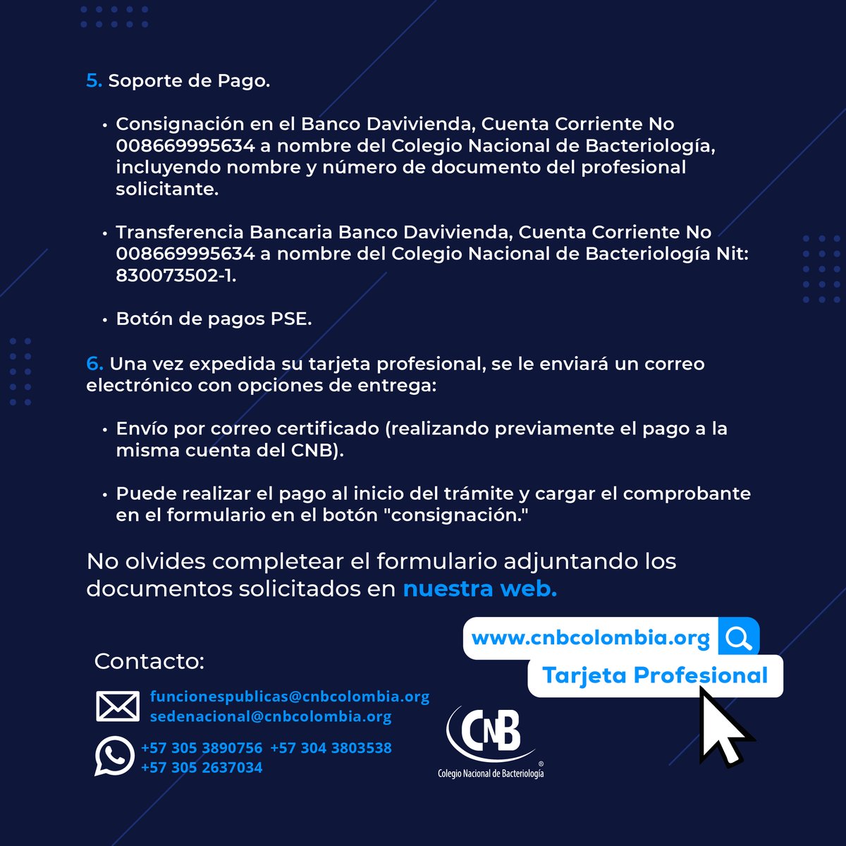 CNBComunica's tweet image. 📜 Si eres recién egresado (graduado después del 01 de junio de 2015), aquí están los pasos para obtener tu Tarjeta Profesional 🎓
Más detalles en haz clic en el enlace🚀📦 goo.su/quer

.
.
#TarjetaProfesional #TrámiteCNB #ReciénEgresados