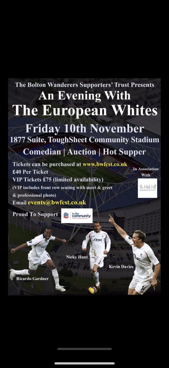 Looking forward to seeing the boys and some old faces this Friday night, few tickets left <a href="/BWFCST/">BW Supporters' Trust</a>