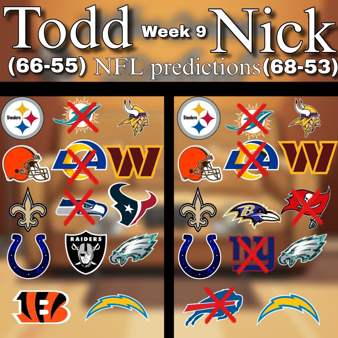 TiltingOpPod's tweet photo. And we are now tied again after week 9

Todd (77-58)
Nick(77-58) https://t.co/Cghiru7CnZ