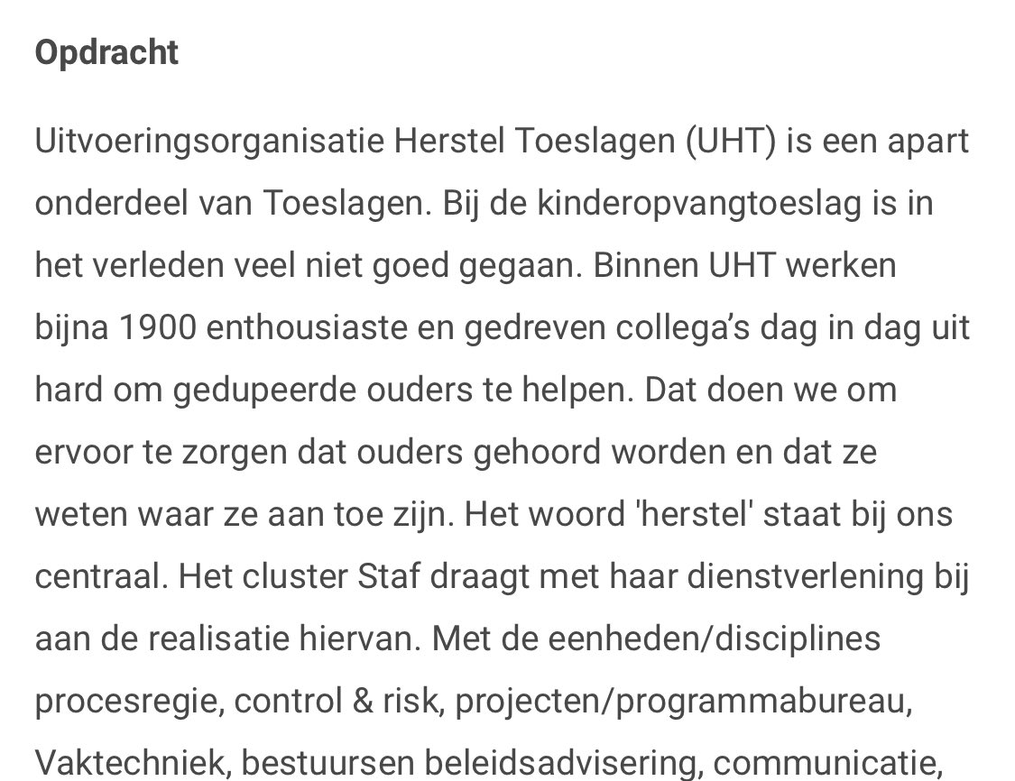 Krijg net een opdracht aanvraag onder ogen. 1900! mensen werken aan Herstel Toeslagen. Ongelofelijk toch 😱🫣