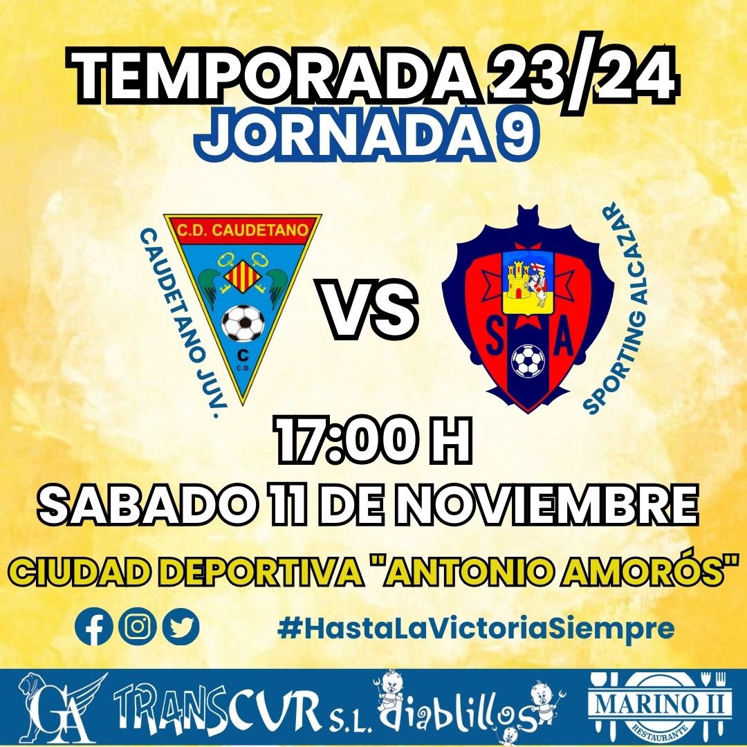 🗓️Sábado 11 de noviembre 

⏱️17:00h

⚽️Nos enfrentamos al SPORTING ALCAZAR

⏱️Os esperamos podamos sacar el partido adelante. #hastaLaVictoriaSiempre