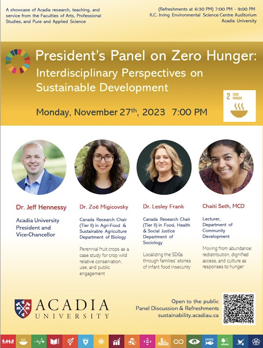 Acadia Nutrition (@acadianutrition) on Twitter photo Plan to attend <a href="/AcadiaU/">Acadia University</a> President’s Panel on Zero Hunger on Mon. Nov 27 at 7:00 p.m. <a href="/IrvingCentre/">K.C. Irving Centre</a> . This is a showcase of research, teaching, and service on addressing Sustainability Development Goal #2 from the Faculties of Arts, Pure & Applied Science & Professional Studies. Plan to attend <a href="/AcadiaU/">Acadia University</a> President’s Panel on Zero Hunger on Mon. Nov 27 at 7:00 p.m. <a href="/IrvingCentre/">K.C. Irving Centre</a> . This is a showcase of research, teaching, and service on addressing Sustainability Development Goal #2 from the Faculties of Arts, Pure & Applied Science & Professional Studies.