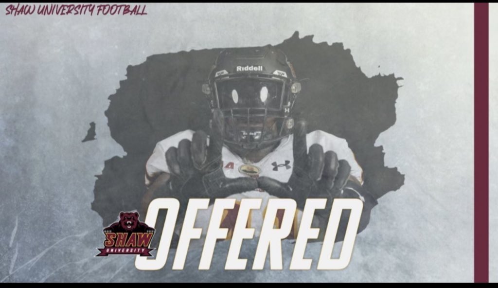 jahmiq's tweet photo. Blessed to receive an offer from @ShawUFootball #AGTG #jucoprodcut 
@JUCOFFrenzy @JuCoFootballACE https://t.co/yOYyP9tg8u