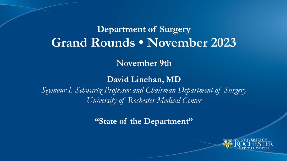URMC Department of Surgery (@urochestersurg) on Twitter photo Tomorrow's Grand Rounds: Dr. David Linehan's Annual "State of the Department" <a href="/URMCSurgery/">URMC Surgery Residents</a> <a href="/URMCSHORE/">SHORE</a> <a href="/URKesslerTrauma/">URMC Kessler Trauma Center</a> <a href="/urvascularsurg/">URMCvascularsurg</a> <a href="/SurgeryUr/">UR Plastic & Reconstructive Surgery</a> Tomorrow's Grand Rounds: Dr. David Linehan's Annual "State of the Department" <a href="/URMCSurgery/">URMC Surgery Residents</a> <a href="/URMCSHORE/">SHORE</a> <a href="/URKesslerTrauma/">URMC Kessler Trauma Center</a> <a href="/urvascularsurg/">URMCvascularsurg</a> <a href="/SurgeryUr/">UR Plastic & Reconstructive Surgery</a>