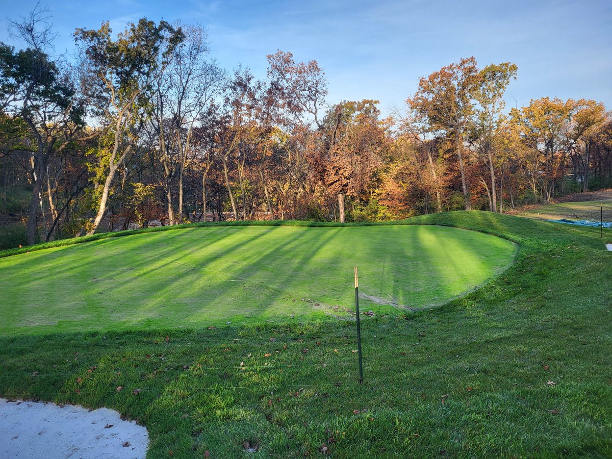 Pictures from Monday.  We pulled the covers and fertilized the greens as well as mowed the sod around the greens.