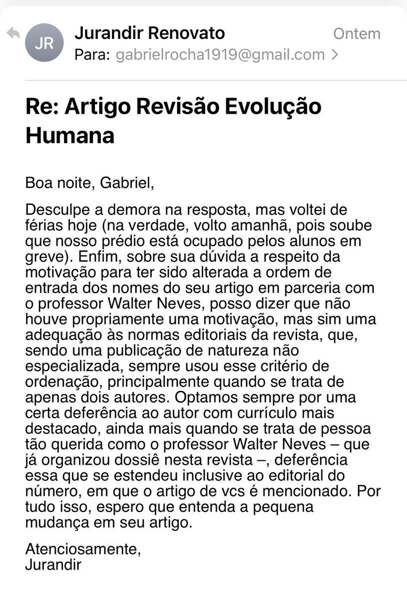 paleorocha's tweet image. Divulguei meu artigão de revisão aqui esses dias e to muito feliz com o alcance dele. Mas preciso compartilhar algo ruim que aconteceu.
Eu sou o primeiro autor desse trabalho, mas não é o que foi publicado. A Revista USP simplesmente inverteu a ordem dos autores