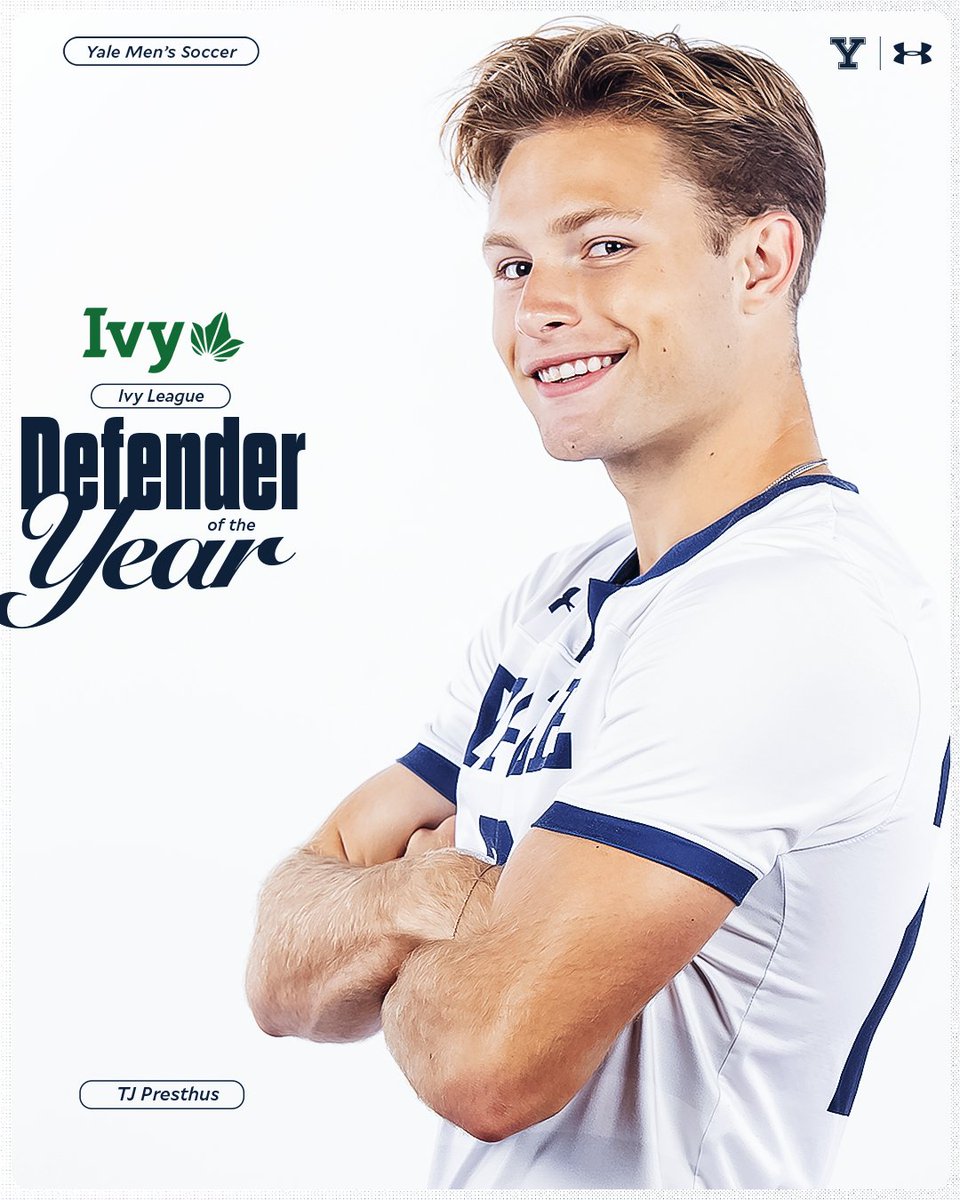 Yale Men's Soccer (@yalemsoccer) on Twitter photo A force to be reckoned with 👊
TJ Presthus is your <a href="/IvyLeague/">Ivy League</a> Defensive Player of the Year! 🌿 A force to be reckoned with 👊
TJ Presthus is your <a href="/IvyLeague/">Ivy League</a> Defensive Player of the Year! 🌿