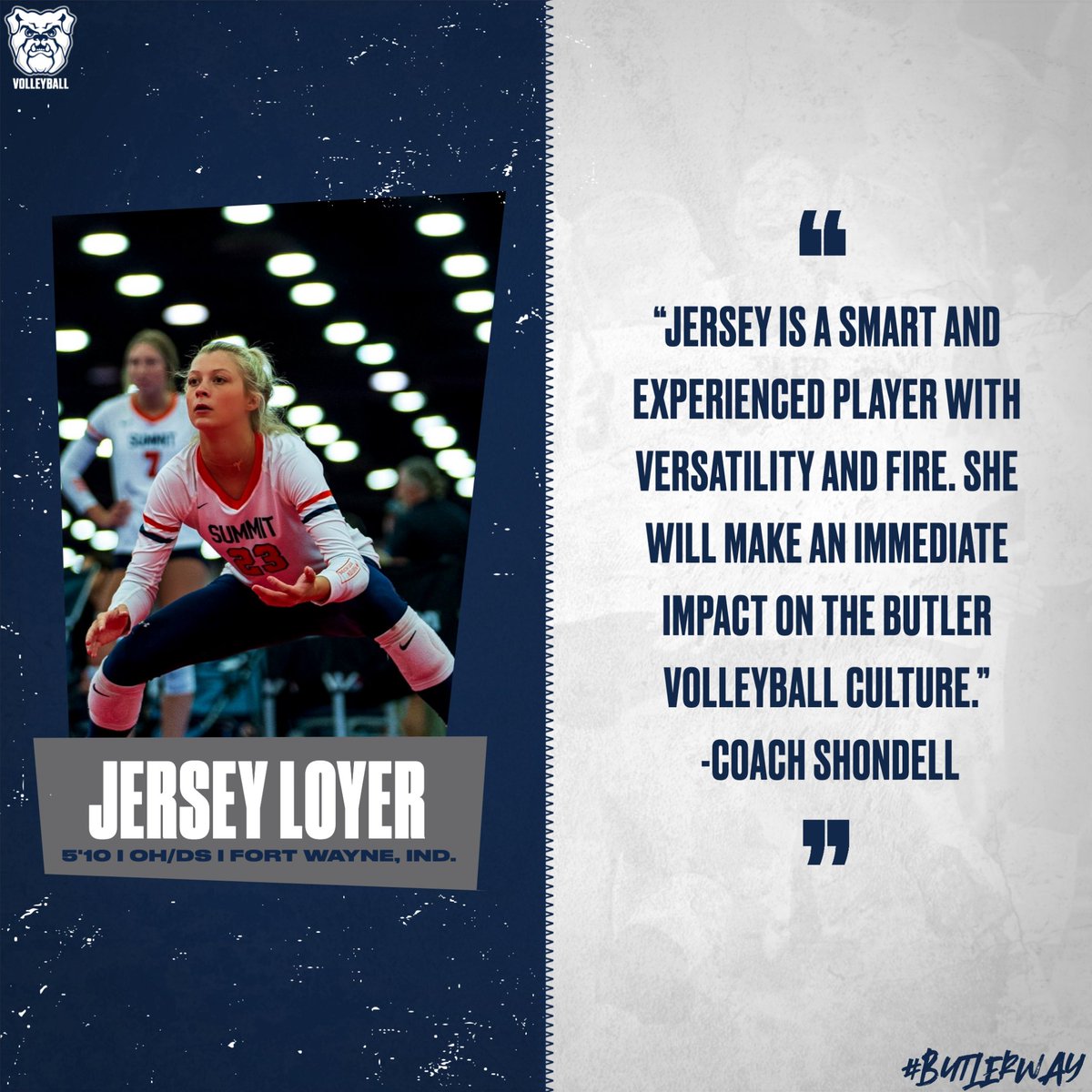 ButlerVB's tweet image. Happy National Signing Day 🖋️ 📃 

Join us in welcoming our first signee and fellow Hoosier, Jersey Loyer, to the Butler volleyball family! 

#ButlerWay 🐶 🏐