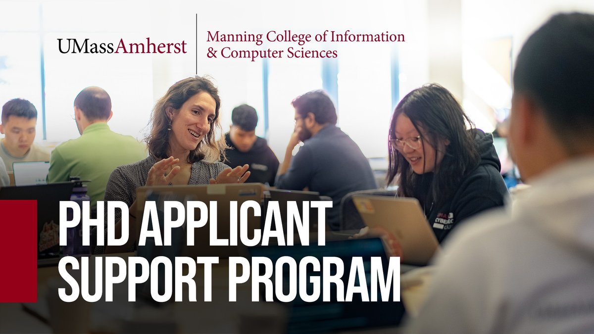 The PhD Applicant Support Program invites all #ManningCICS PhD applicants to a live panel webinar on Nov. 9. Applicants who identify as an underrepresented minority in STEM are also invited to receive one-on-one mentoring – Sign up by Nov. 20. Learn more: paspumasscs.github.io